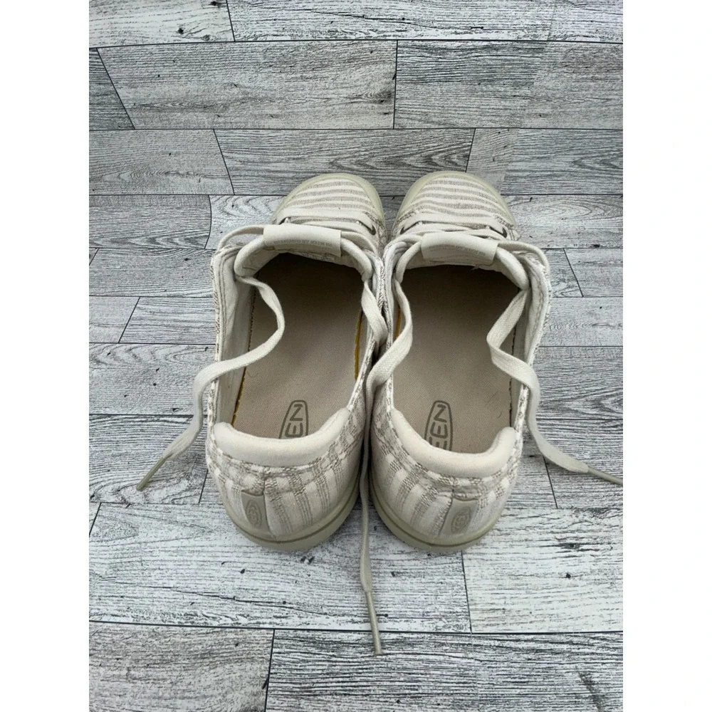 KEEN Women's Casual Striped Canvas Lace Up Sneakers Beige Tan Size 10‎